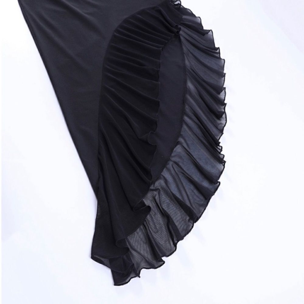 MIDI DRESS RUFFLE CUTOUT BLACK - Picture 11 of 12
